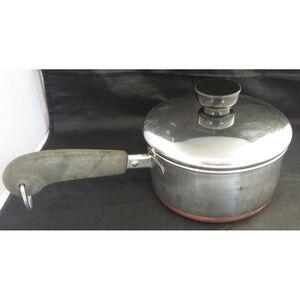 Revere Ware 1 qt Sauce Pan Copper Clad Bottom Pot w/ Lid Vintage